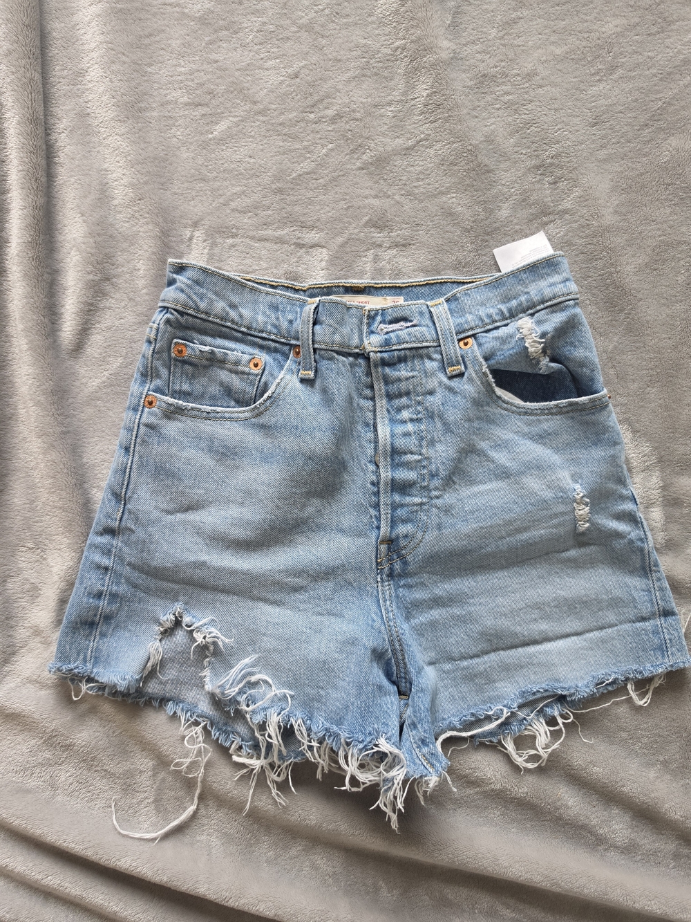 Levi's High Waisted Ribcage Distressed Shorts